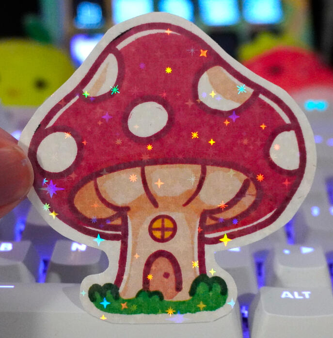 Sticker Honguito Holografico $15