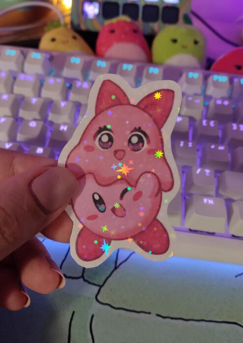 Sticker Kirby Amistad Holográfico $15