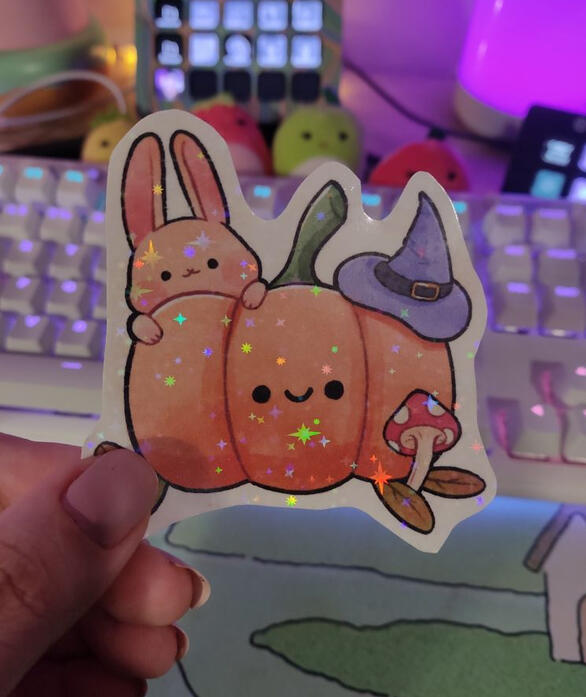 Sticker Calabaza Holografico $15
