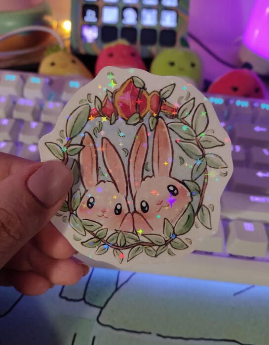 Sticker Conejitos Holográfico $15